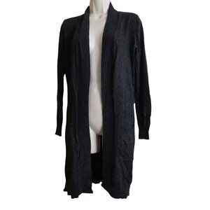 Cielo Open Front Long Knit Cardigan Sweater Charcoal Gray Women Size S Pockets
